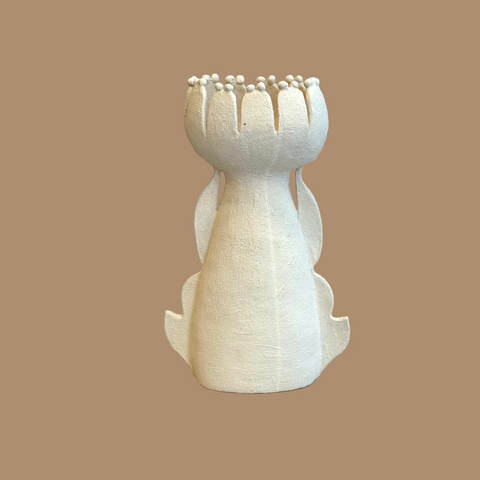 "Art Nouveau Flower in White" Vase - Medium