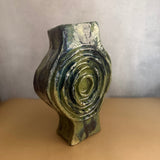 Vase - Medallion / Scroll - Green Wash - Medium
