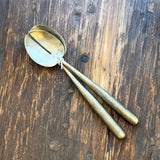 "Solar" Salad Servers - Solid Brass - Large