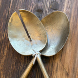 "Solar" Salad Servers - Solid Brass - Large