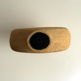 Pedestal Disk Vase - Raw Clay w/ Green & White Circles - Small