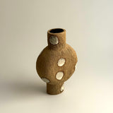 Pedestal "Pod" Vase - Raw Clay w/ Cream Features - Small