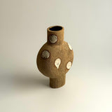 Pedestal "Pod" Vase - Raw Clay w/ Cream Features - Small