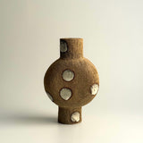 Pedestal "Pod" Vase - Raw Clay w/ Cream Features - Small