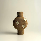Pedestal "Pod" Vase - Raw Clay w/ Cream Features - Small