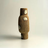 Pedestal "Pod" Vase - Raw Clay w/ Cream Features - Small