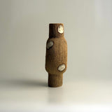 Pedestal "Pod" Vase - Raw Clay w/ Cream Features - Small