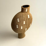 Pedestal "Pod" Vase - Raw Clay w/ Cream Features - Medium