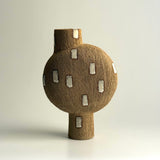 Pedestal "Pod" Vase - Raw Clay w/ Cream Features - Medium