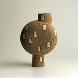 Pedestal "Pod" Vase - Raw Clay w/ Cream Features - Medium