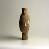 Pedestal "Pod" Vase - Raw Clay w/ Cream Features - Medium