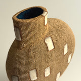 Pedestal "Pod" Vase - Raw Clay w/ Cream Features - Medium