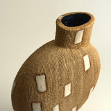 Pedestal "Pod" Vase - Raw Clay w/ Cream Features - Medium