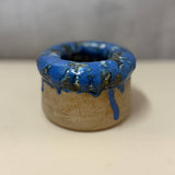"Donut" Vase in Blue Drip - Medium