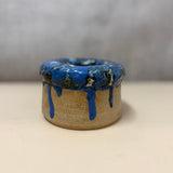 "Donut" Vase in Blue Drip - Medium
