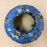 "Donut" Vase in Blue Drip - Medium