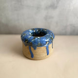 "Donut" Vase in Blue Drip - Medium