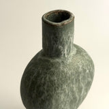 Pedestal "Pod" Vase - Moss Green w/ White Wash - Small