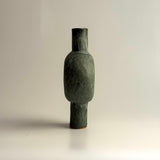 Pedestal "Pod" Vase - Moss Green w/ White Wash - Small