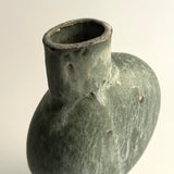 Pedestal "Pod" Vase - Moss Green w/ White Wash - Medium