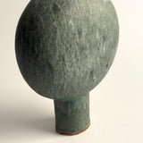 Pedestal "Pod" Vase - Moss Green w/ White Wash - Medium