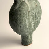 Pedestal "Pod" Vase - Moss Green w/ White Wash - Medium