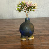 Footed "Pod" Bud Vase - Royal Blue Speckle - XS