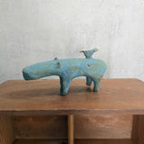 Hippo Figure + Bird | Large - Pale Blue