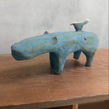 Hippo Figure + Bird | Large - Pale Blue