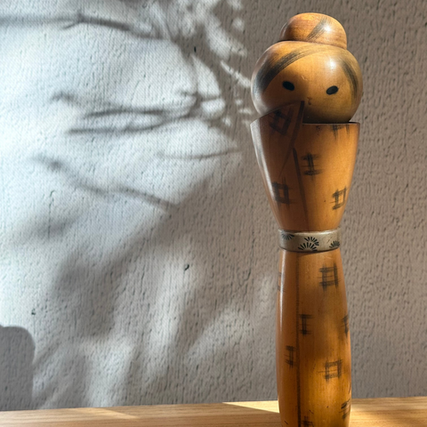 Vintage Kokeshi #106 - "Shy in Kimono" - Medium