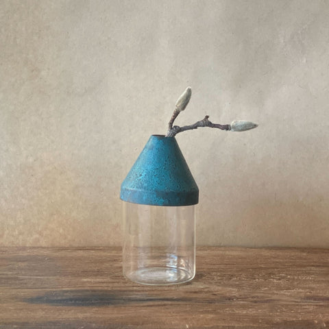 Japanese Glass & Copper Bud Vase