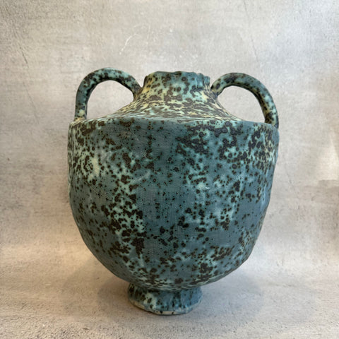 Vase - Urn Shaped, Handled - Green Speckle - June 2024