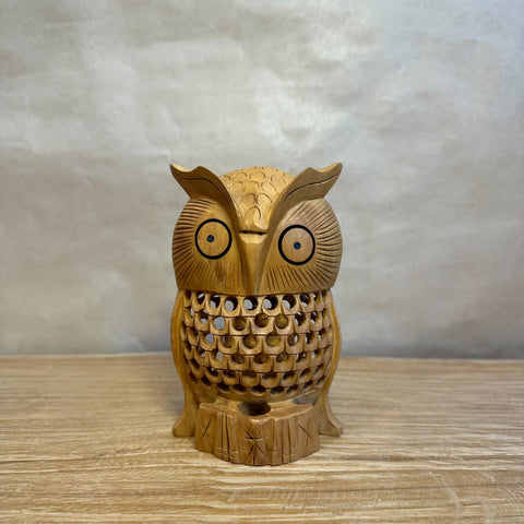 Japanese Vintage Wooden Owl - Hand Carved