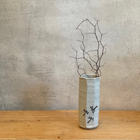 "Dragonfly" Cylinder Vase - Faceted