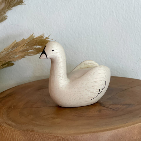 Japanese Carved Wooden Swan