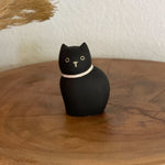 Japanese Carved Wooden Black Kitten