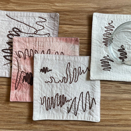 Cocktail Coasters - Embroidered - Scribbly Gum