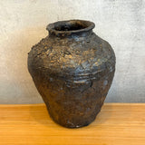 Vase - Jar-Shaped - Dark Brown Crackle - Large