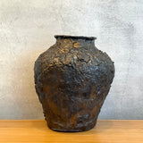 Vase - Jar-Shaped - Dark Brown Crackle - Large