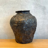 Vase - Jar-Shaped - Dark Brown Crackle - Large