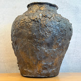 Vase - Jar-Shaped - Dark Brown Crackle - Large