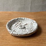 Round incense Holder in White Crackle
