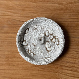 Round incense Holder in White Crackle