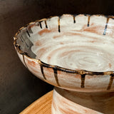 Pedestal Bowl - Shino & Brown Drip - Large