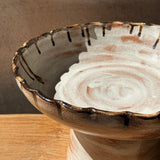 Pedestal Bowl - Shino & Brown Drip - Large