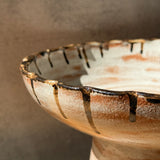 Pedestal Bowl - Shino & Brown Drip - Large