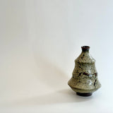 "Shirahagi on Tenmoku" Vase - Grooved- Medium • May25 • TH0308