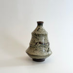 "Shirahagi on Tenmoku" Vase - Grooved- Medium • May25 • TH0308