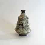 "Shirahagi on Tenmoku" Vase - Grooved- Medium • May25 • TH0308
