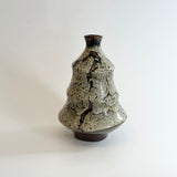 "Shirahagi on Tenmoku" Vase - Grooved- Medium • May25 • TH0308